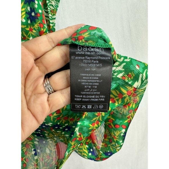 ba&sh Haby Metallic Accent Reversible Top in Green size S - Picture 9 of 12